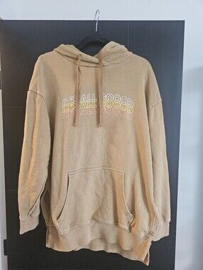 aerie Tan Crewneck Hoodie with Multicolor "It's All Good" Graphic